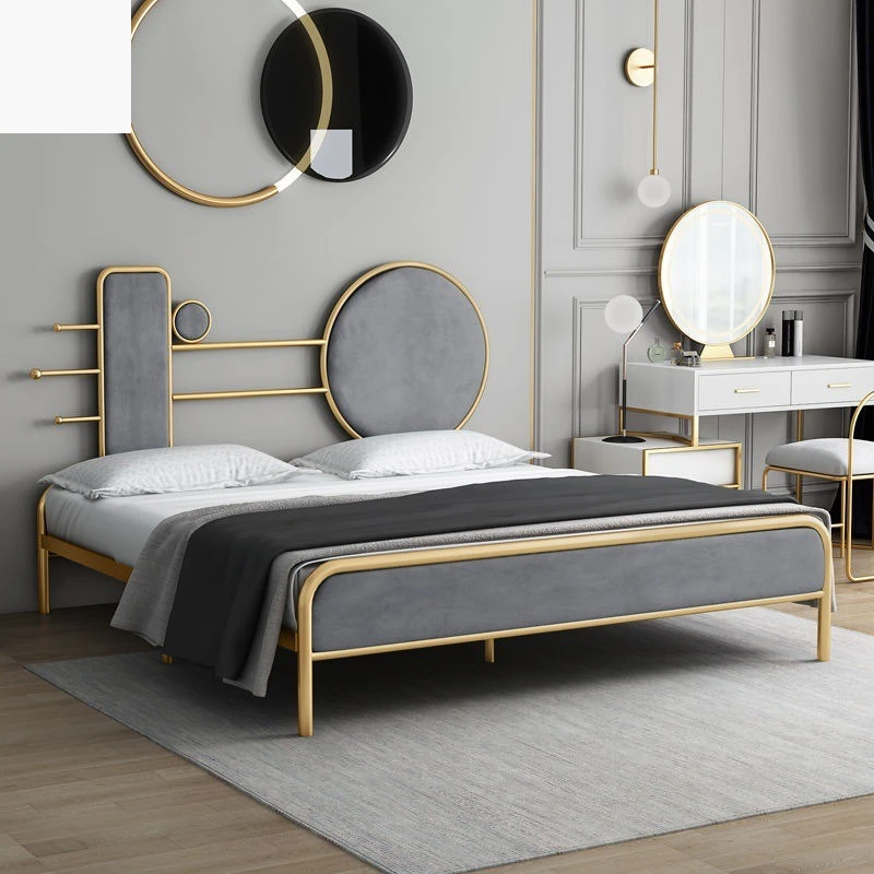 Nordisches Schmiedeeisenbett, Doppelbett 1,8 m, Internet-Trend, leichtes Prinzessinnenbett, schlichtes modernes Einzelbett, Kinderbett mit Eisenrahmen