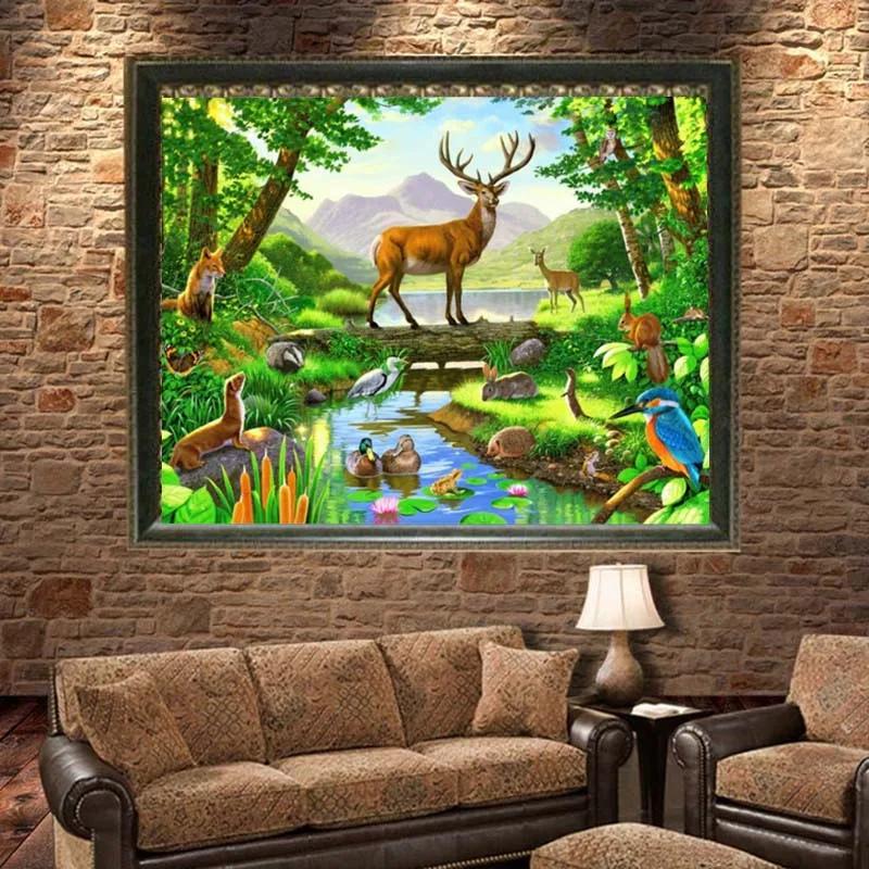 YGS-202 DIY 5D Full Diamond Embroidery Animal paradise Round Diamond Painting Cross Stitch Kits Diamond Mosaic Home Decor