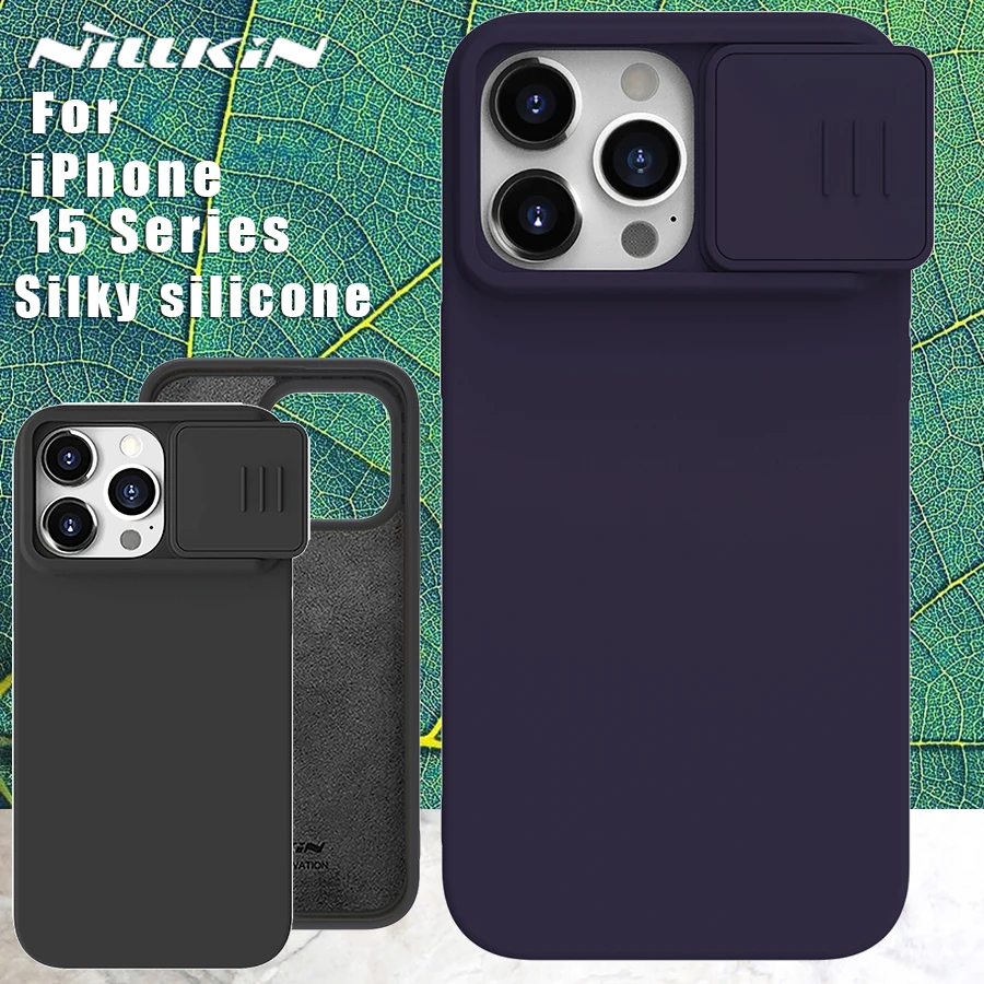 Nillkin for iPhone 15 Pro Max / 15 Pro / 15 Plus / 15 Case CamShield Silky Sillicone PC Phone Lens Soft Back Cover