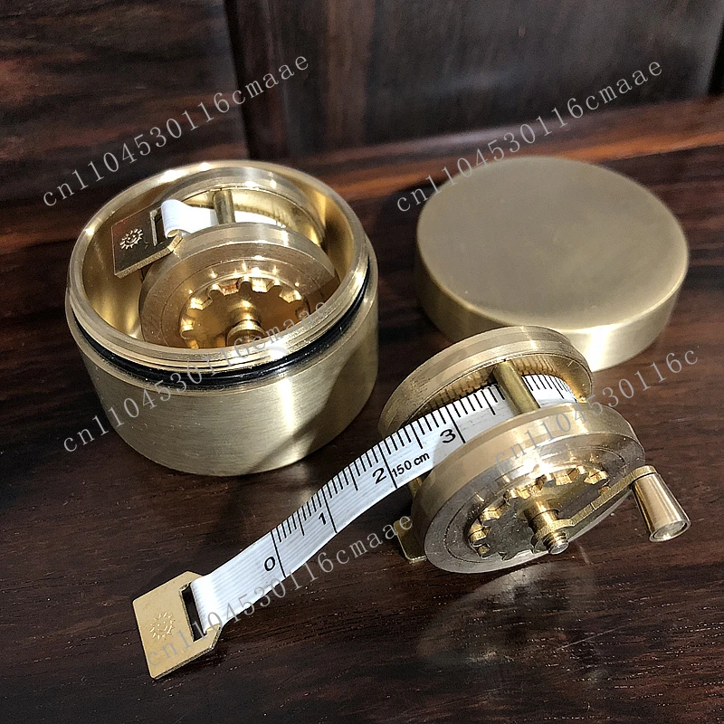Exquisite Pure Copper Tape Measure Brass Manual Reel Portable Retro Flywheel Small Tape Measure Measuring Tool