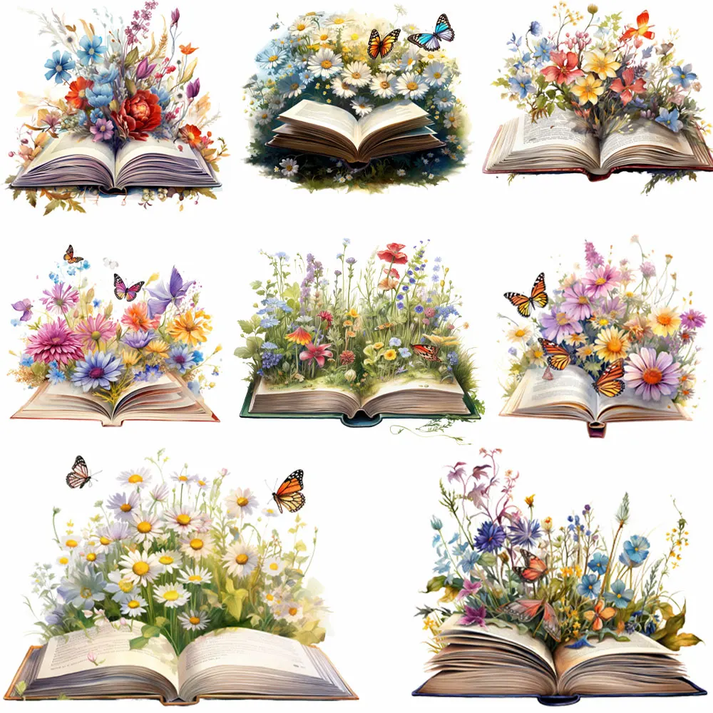 Цветочные-книги-дизайн-термонаклейка-для-одежды-моющиеся-футболки-на-уровне-А-«сделай-сам»-термонаклейка-нашивки-бабочки-аппликация