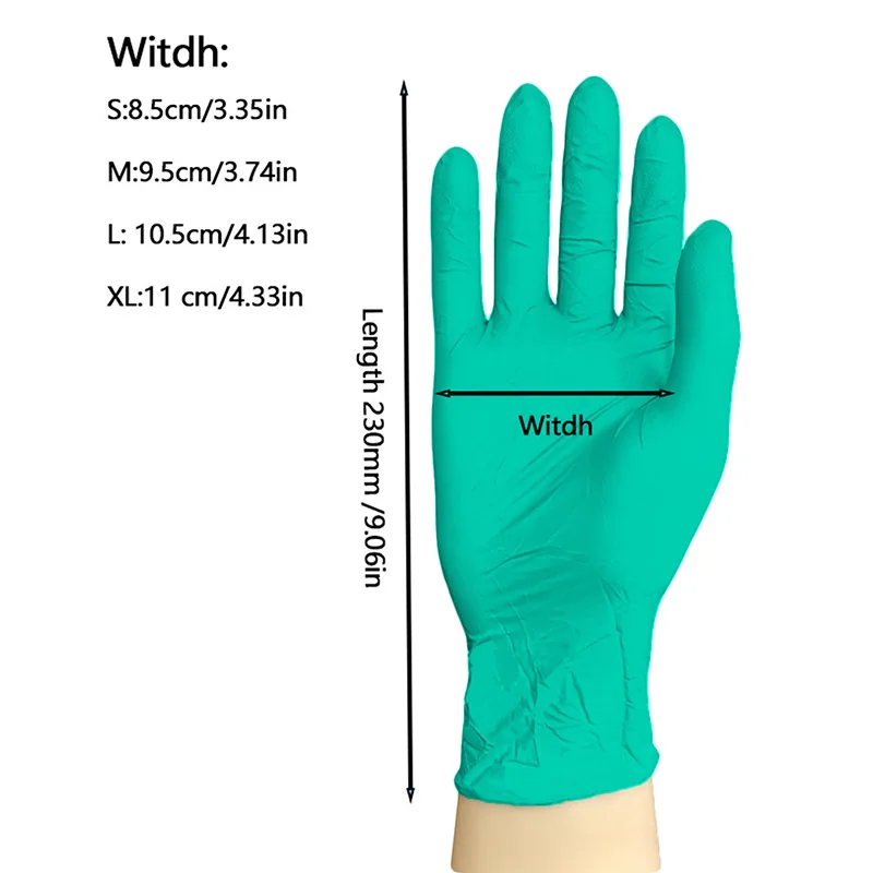 5Pairs Disposable Thick Nitrile Gloves Green Oil Resistant Labor Repairing Laboratory Household Work Dining Utensils