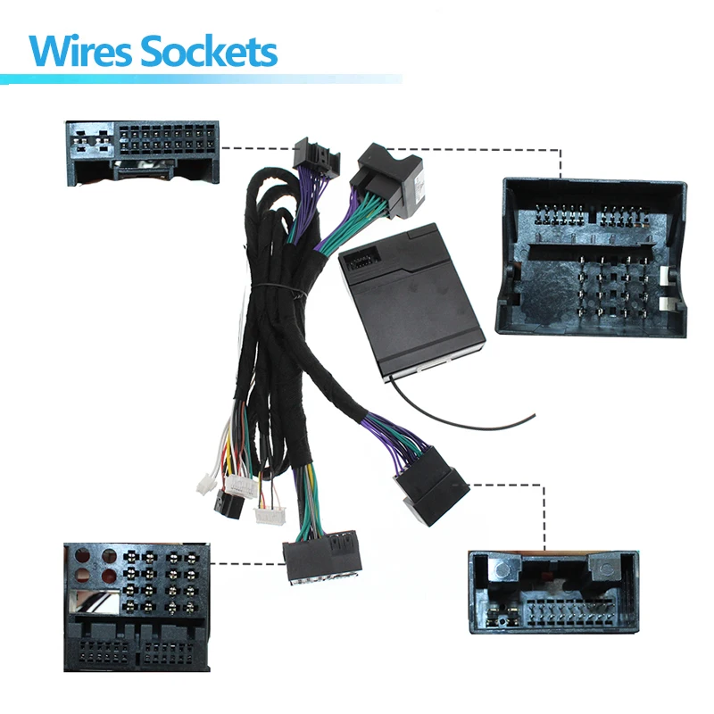 android car radio power wire cable adapter canbus box For Audi Q5 A3 low config 16 pin wiring iso harness 2din stereo