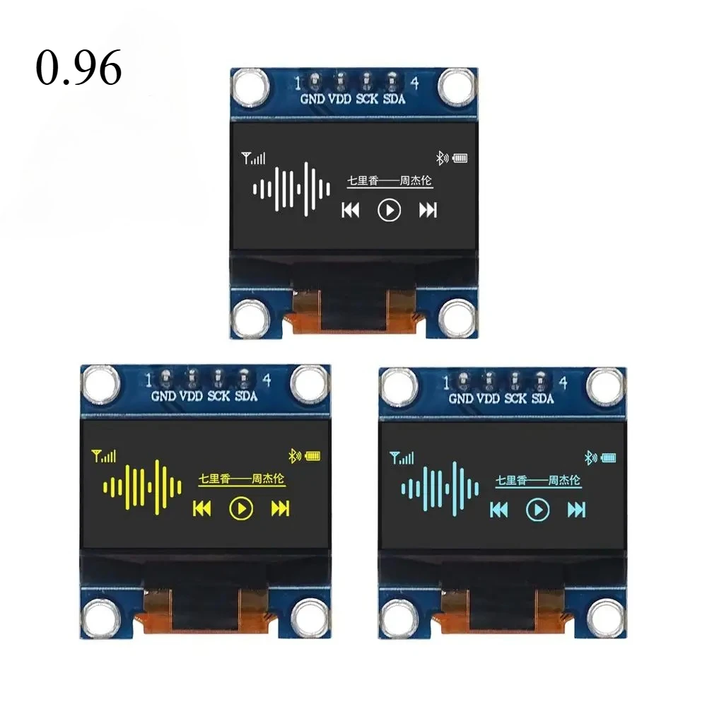 0.96 Inch OLED Display Module SSD1306 I2C IIC SPI Serial 128X64 LCD 4 Pin YellowBlue WhiteBlue for Arduino(Pin Headers Soldered)