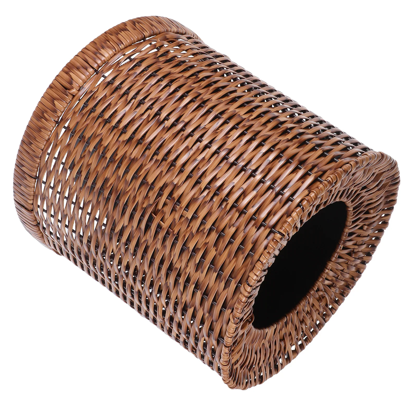 

Large Capacity Retro Imitation Rattan Trash Bin Decorative Waste Paper Basket for Home Office Kitchen Bedroom Bathroom