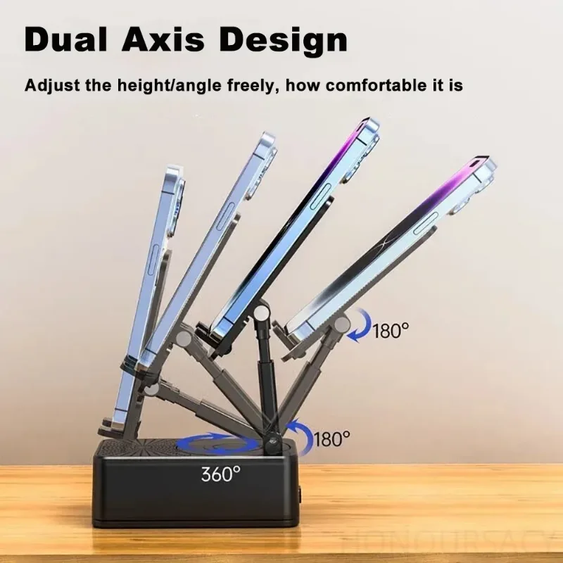 

Регулируемый кронштейн для планшета Power Bank HIFI Stetreo Bluetooth5.3 Динамик 3 в 1, держатель для телефона с вызовом, портативная подставка для беспроводной зарядки