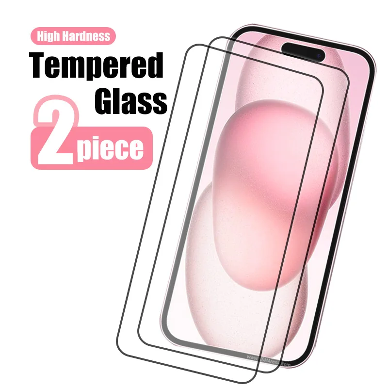 2PCS Screen Protector for iPhone 15 14 13 12 11 Pro XR X XS Max Mini Tempered Glass for iPhone 5 6 7 8 Plus SE 2022 2020