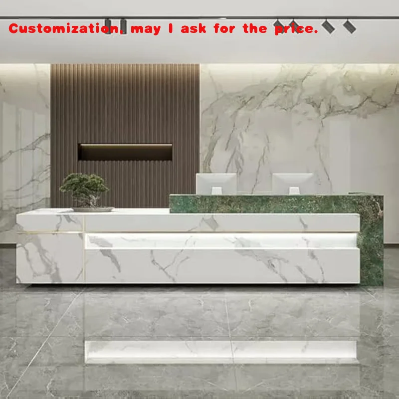 

custom.OEM ODM Customized Luxury Large Stone Corporate Office Front Counter 2 Person Reception Desk with New Ideas