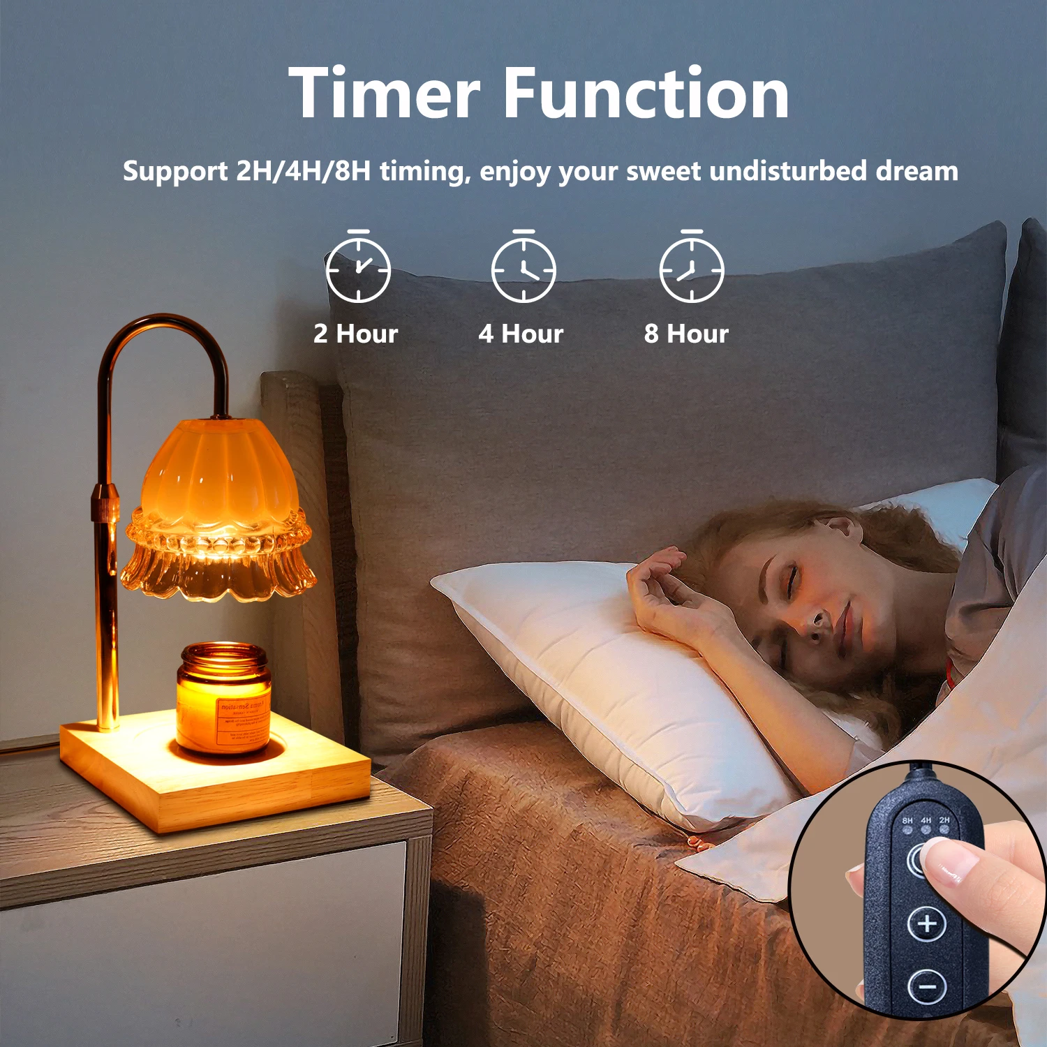 New Candle Melting Lamp Aroma Warmer Lamp Timer Glass Aroma Candle Warmer Lantern con Dimmer lampada di fusione senza fiamma per camera da letto