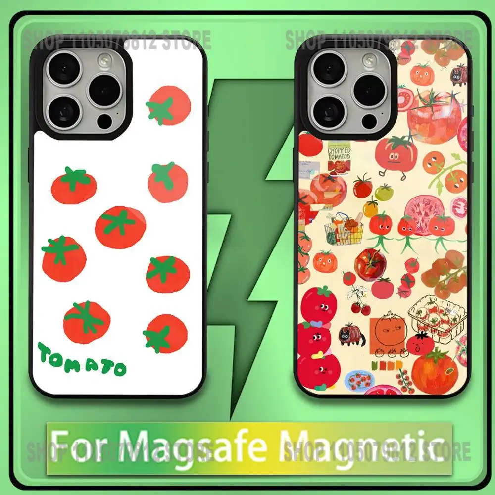 

Korean Style Cherry Tomato Phone Case For iPhone17,16,15,14,13,12,11,Plus,Pro,Max,Mini Soft Magesafe Magnetic Wireless Charge