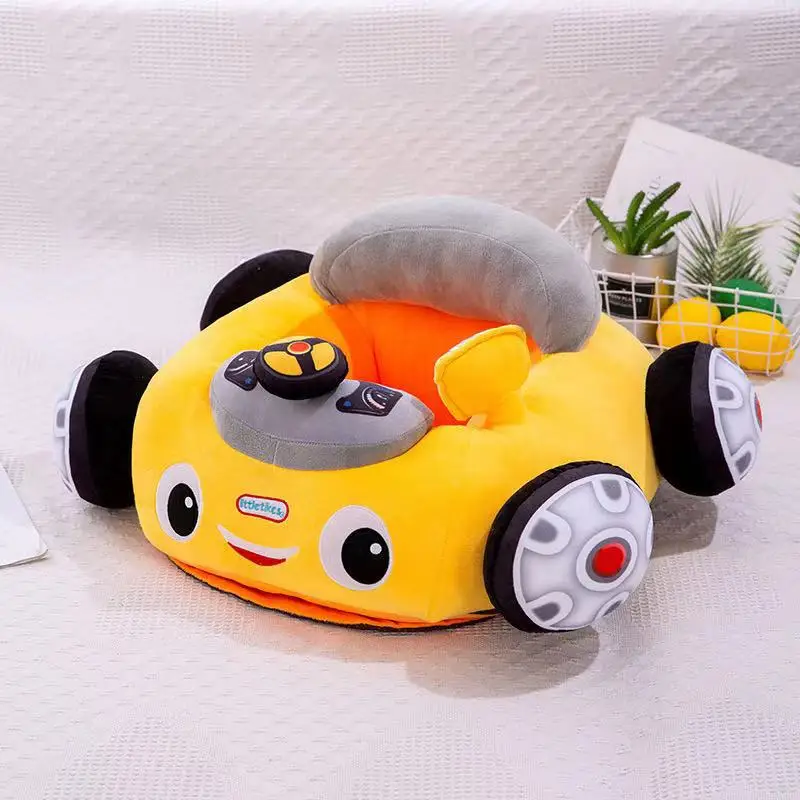 Kids Cartoon Car Sofa New Baby Learning To Sit Seat Car Plush Toy Soft Music Car Children\'s Day Gifts Baby Christmas Presents