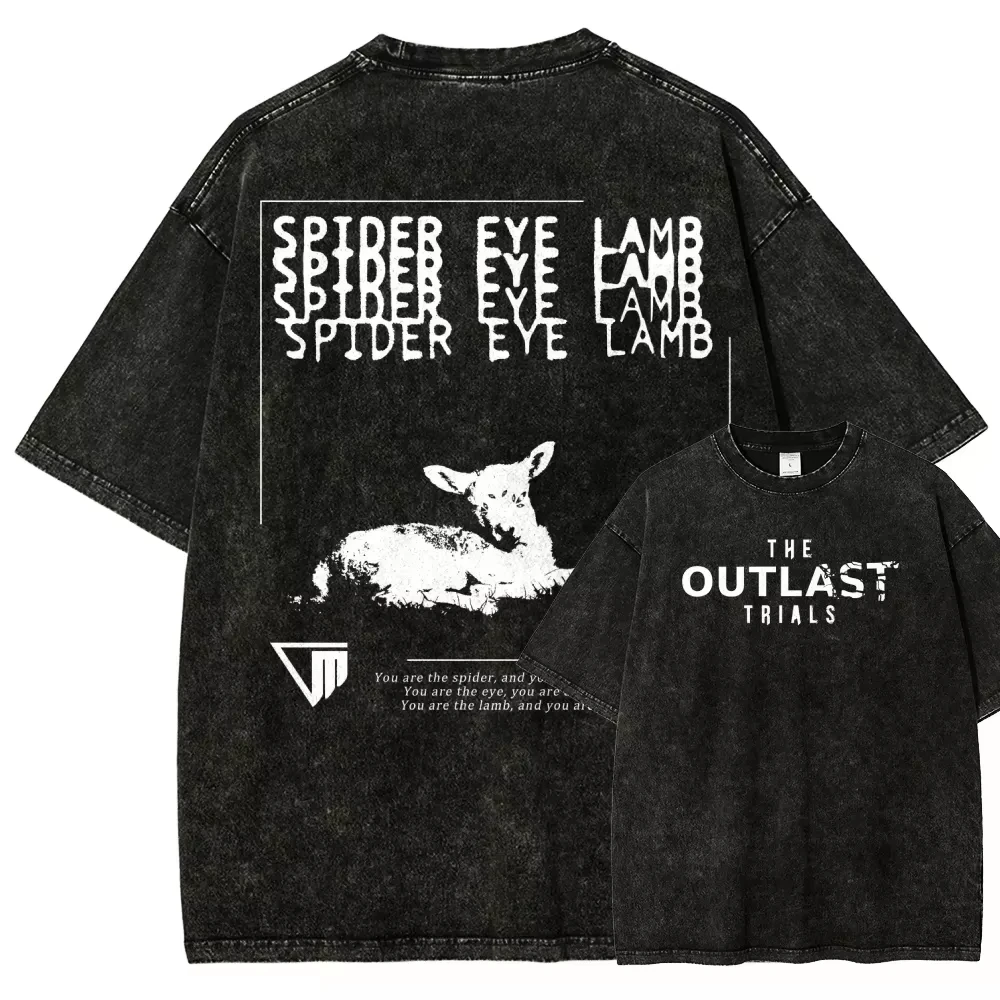 The Outlast Trials Game T-Shirt Vintage Washed Y2K Ästhetik Unisex Oversized Kurzarm Sommer Baumwolle Grafik-T-Shirt Top Mode – Detail 2