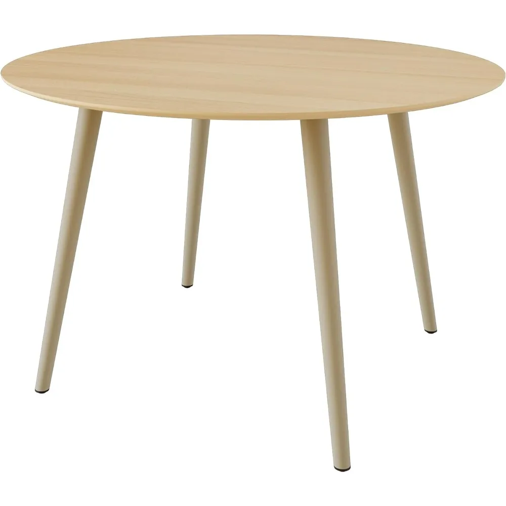 

43.3 Inch Cream Round Dining Table for 4, Space-Saving Dinette Perfect for Kitchen Dining Living Room