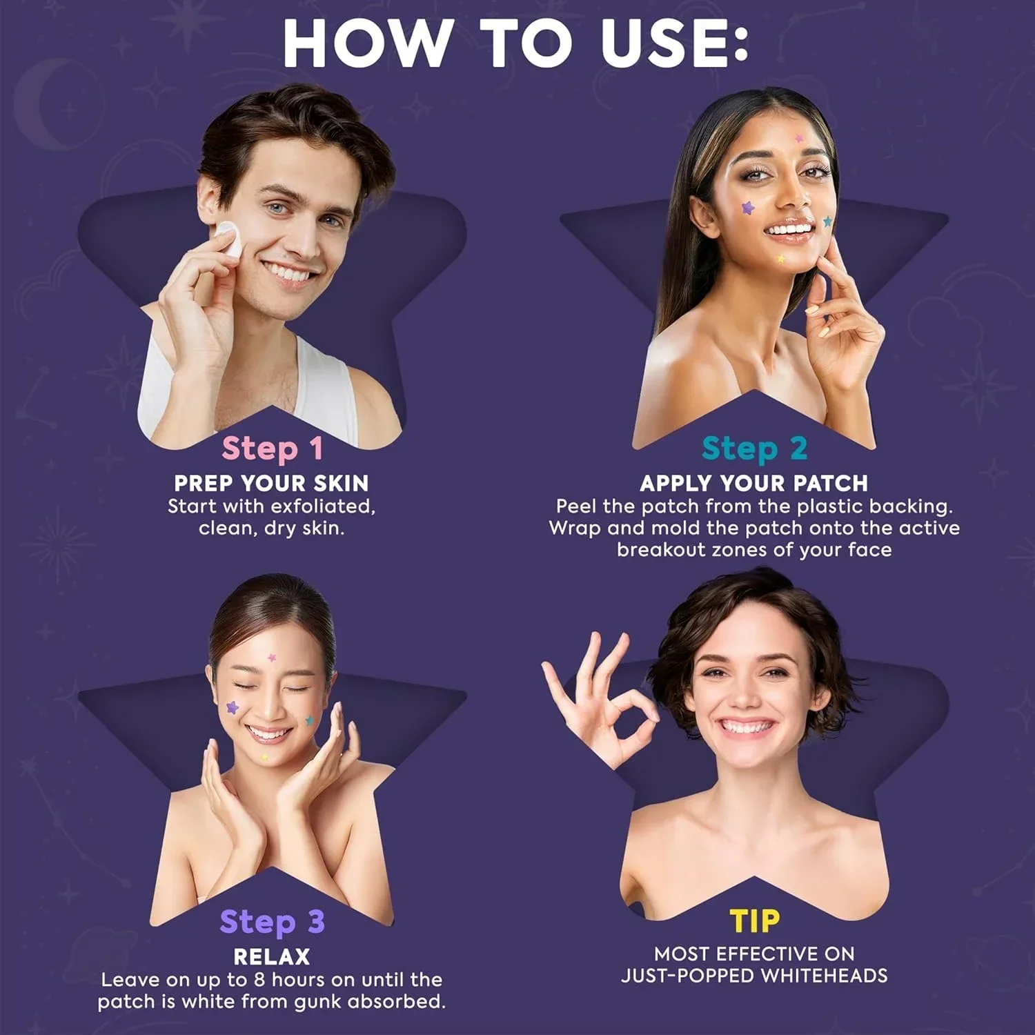 Star Acne Patches Invisible Pimple Cover for Face Oil Control Spot Treatment Cute Sticker for Covering Zits and Blemishes