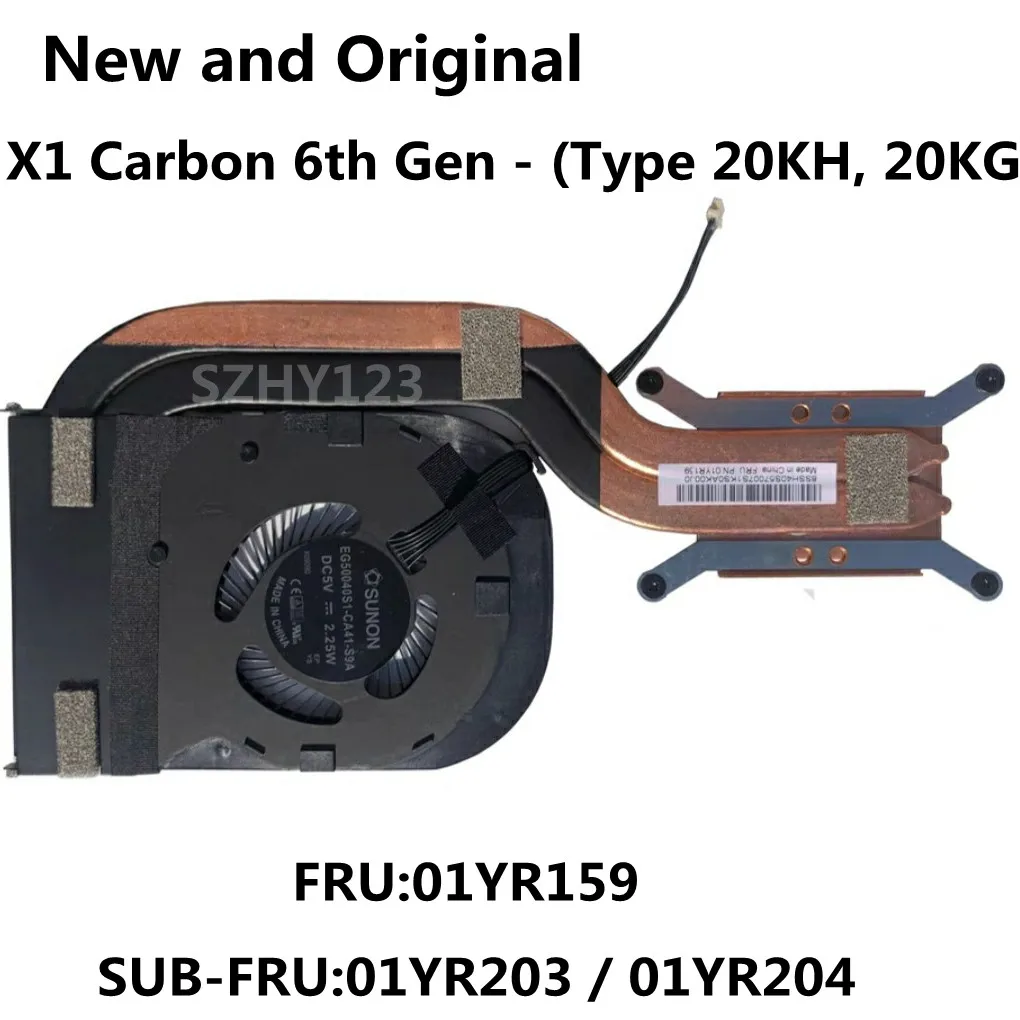 Original Yd2 Dissipador de Calor Cpu Cooler Ventilador de Refrigeração para Lenovo Thinkpad x1 Carbono 6th Gen 20kg 20kh Portátil 01yr204 01yr203 01yr159 Novo