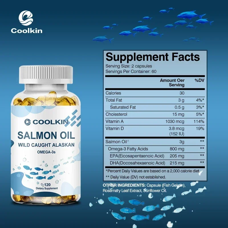 Salmon Oil - Supports Brain and Nervous System, Skin Health, Antioxidant