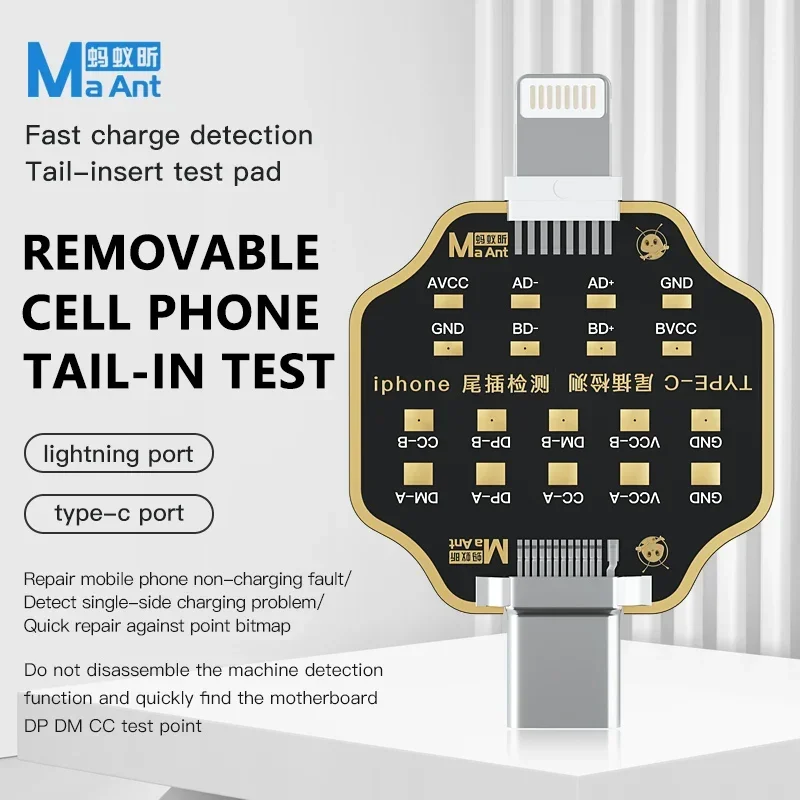 MaAnt TAIL Plug Dock Flex Battery Quick Test Board for IPhone Android Type-C Battery Power Supply Charging Fault Detection Tool