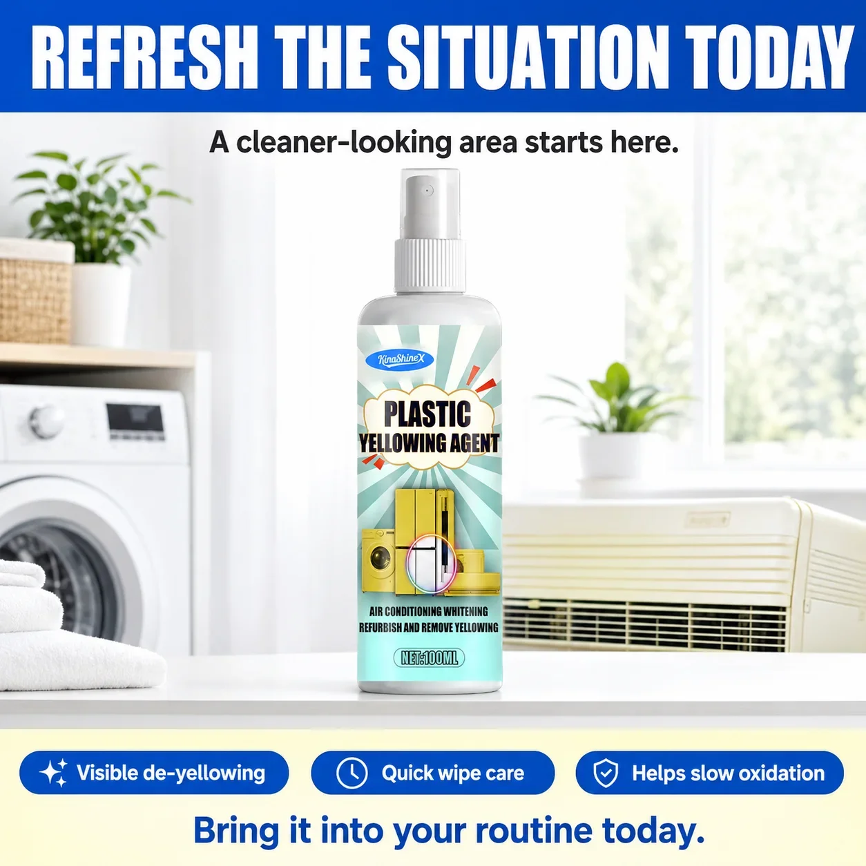 Refinish Plastics Spray - Restore Color & Remove Yellowing - Smooth Finish for Yellow-Stained Plastic