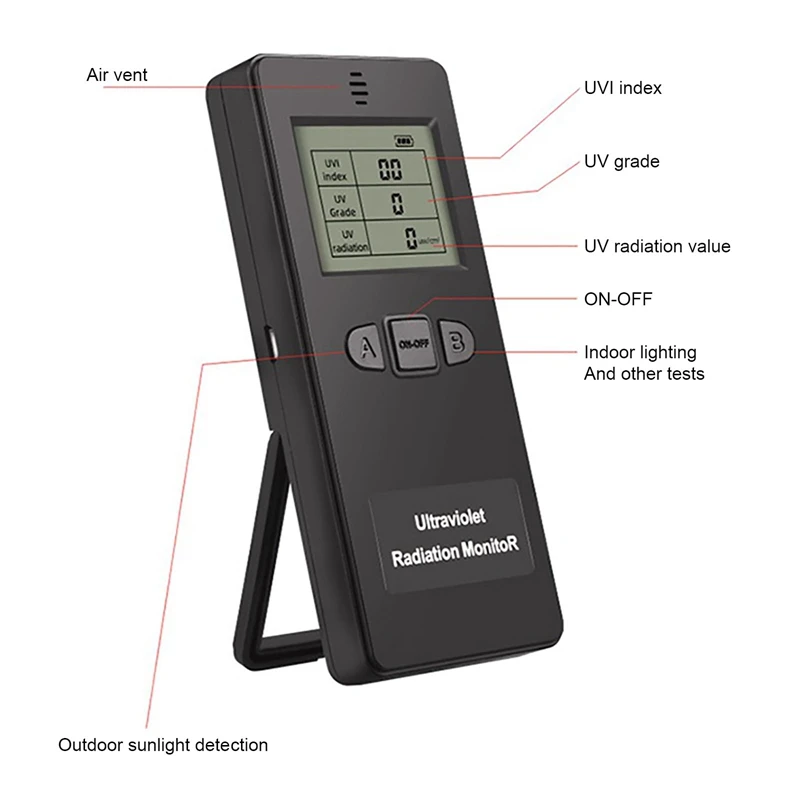 HOT SALE Digital Ultraviolet Radiation Detector UV UVI Meter Dosimeter Tester With Temperature Display For Home Outdoor UV Meter