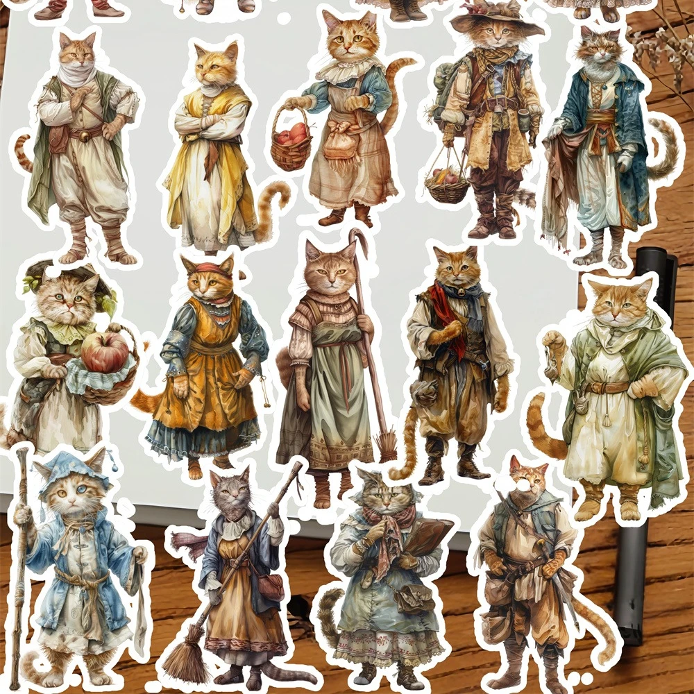 

18 шт. винтажных милых классических наклеек с котами для скрапбукинга/декоративных целей/творчества своими руками, для фотоальбомов, дневников, этикеток