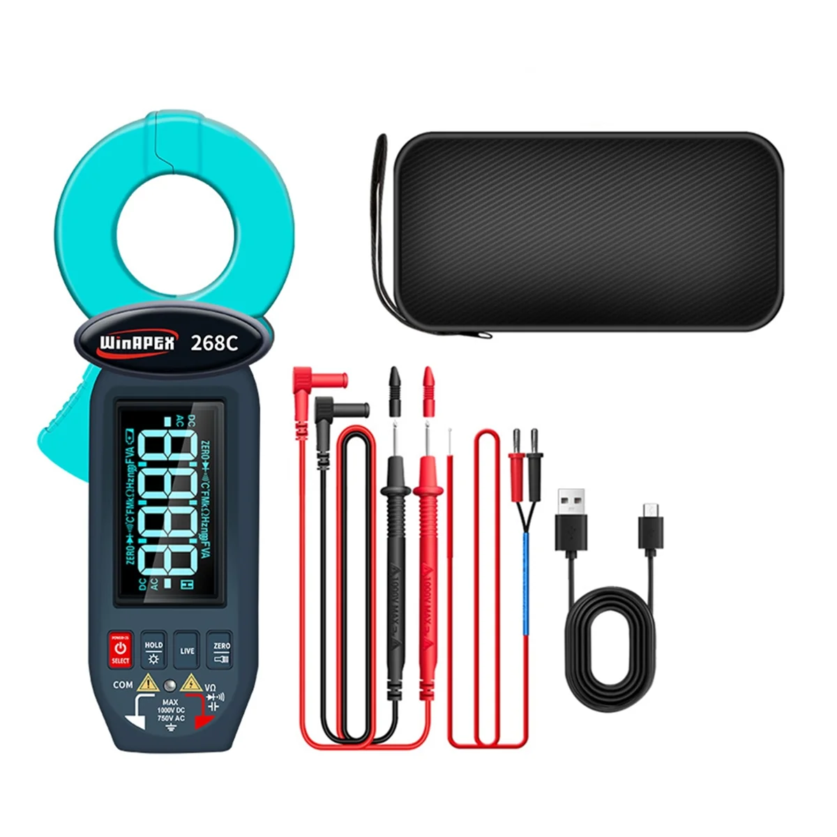 2025+ Leakage Current Detect Clamp Meter 0.01mA True RMS 60A AC DC Current Voltage Temp Screen Rotation NCV Multimeter