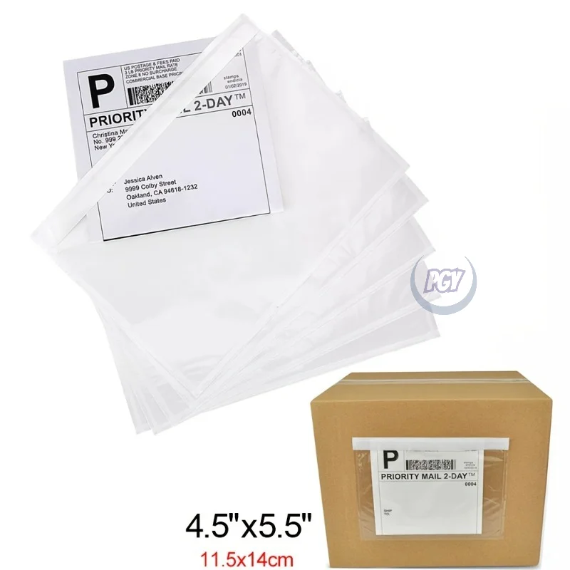 200pcs Clear Self-Adhesive Shipping Label Sleeves 11.5x14cm Waterproof Mailing Envelopes Top Loading Packing List for Businesses
