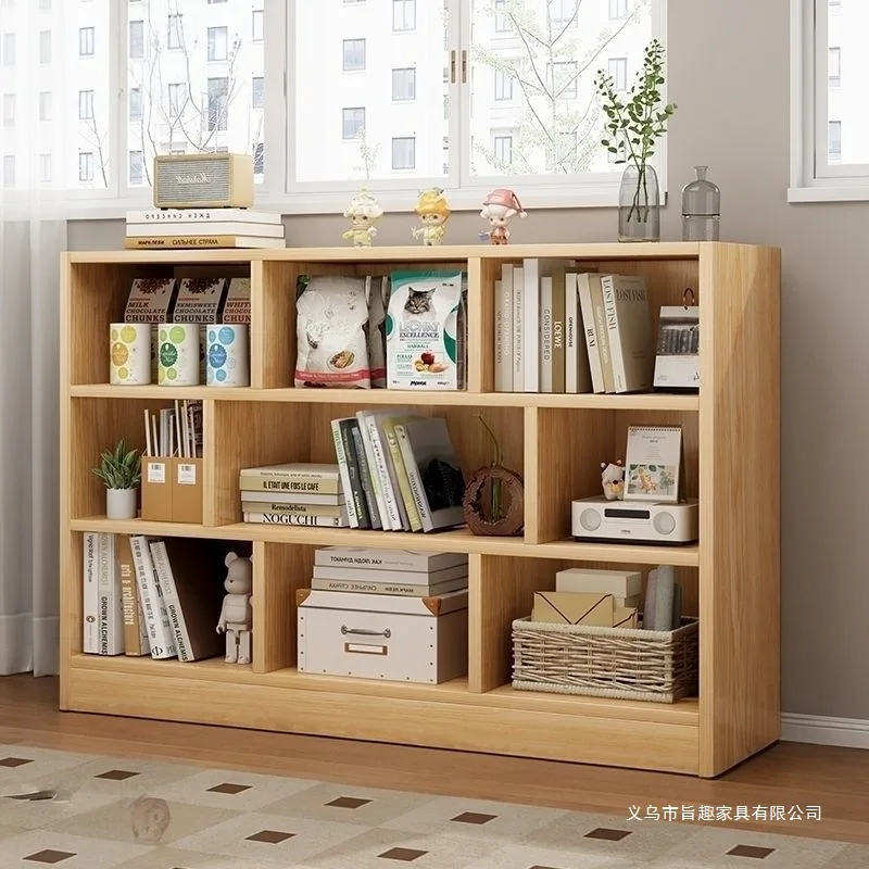

YJQ simple floor rack household storage cabinet movable double-layer storage bookcase