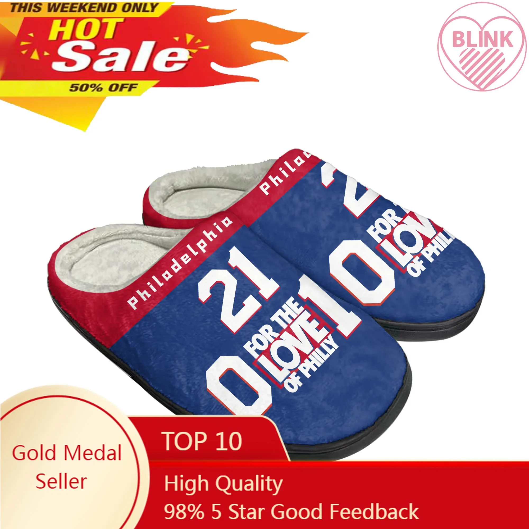 

Philadelphia Number 21 1 0 For the Love of Philly Home Cotton Slippers Mens Womens Plush Bedroom Keep Warm Shoes Customized Shoe