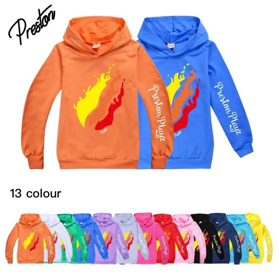 Funny cartoon hoodie baby girl Prestonplayz Children Clothing kids hoodies clothes boys cotton costume christmas t shirt299X