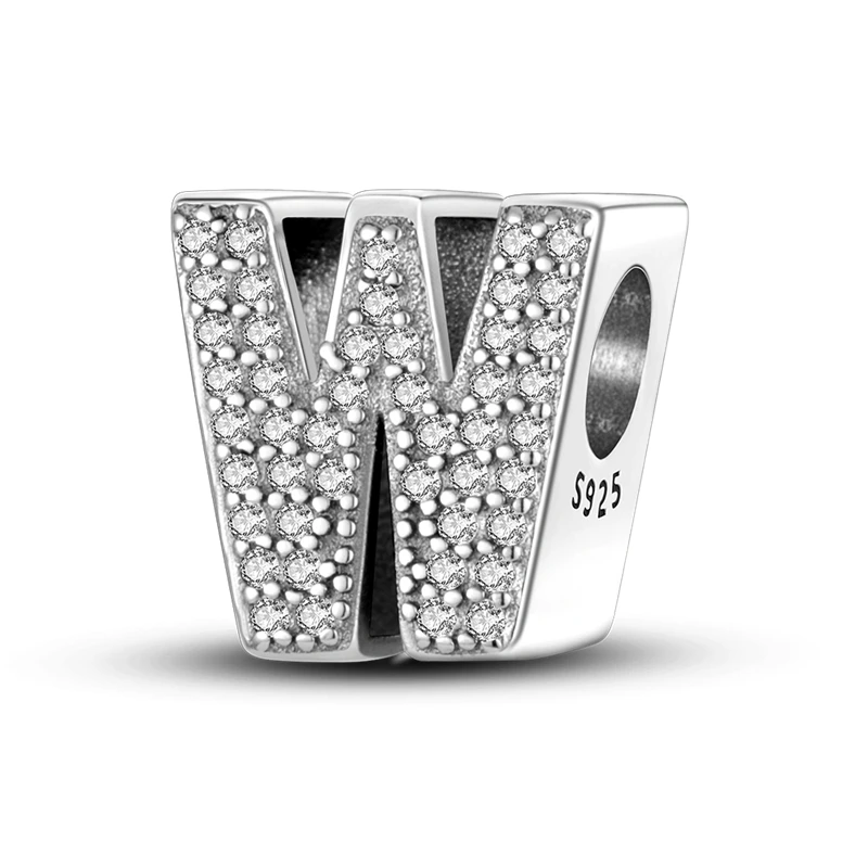925 Sterling Silber, passend für 925 Original-Armband, DIY A-Z, Alphabet, Charms, Perle, CZ, Zirkon, LIEBE, Buchstabe, baumelnder Anhänger, Schmuck, Geschenk
