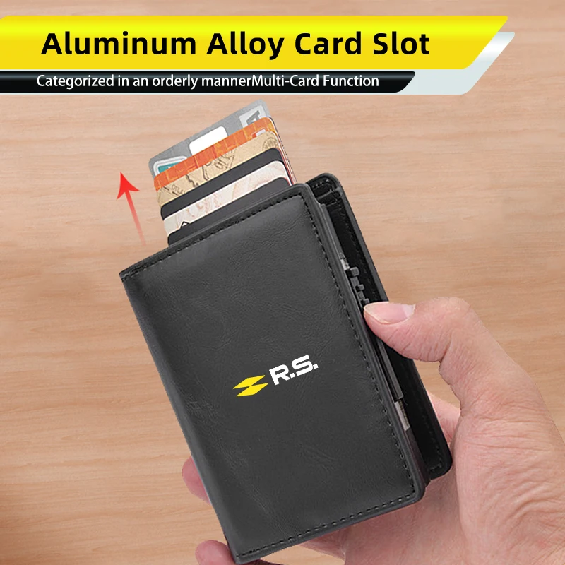 Car Men's Wallet Leather Pop-Up Card Holder Coin Purse Accessories For Renault Koleos Kadjar Scenic Megane Sandero Grand Sill Gu