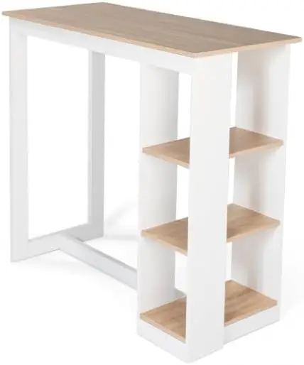 Mesa de bar Barth de 2 a 4 personas calada madera blanca y bandeja de haya