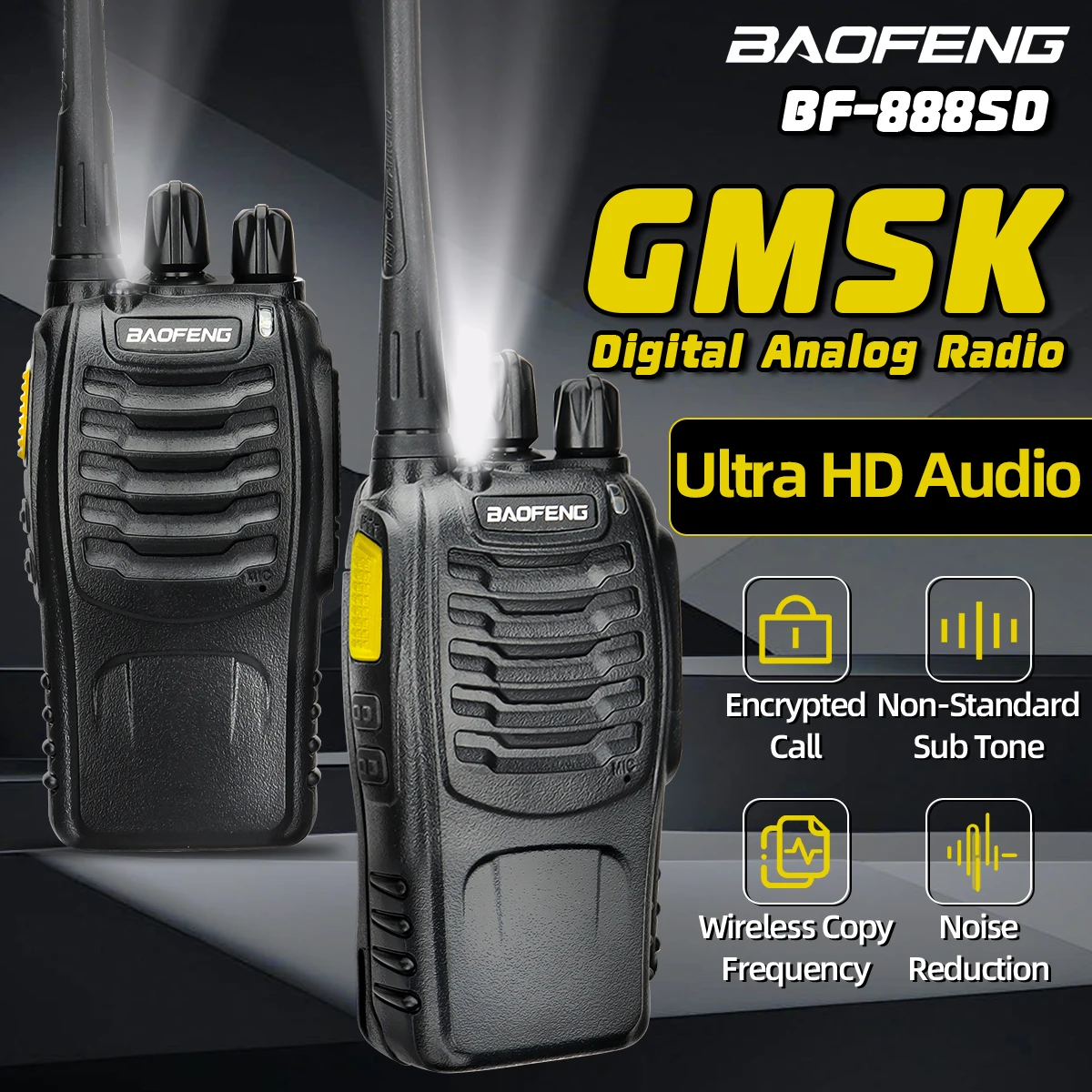 Baofeng BF-888SD GMSK 디지털 워키토키, 소음 감소, UHF 암호화 통화, 휴대용 C 타입 충전기, 업그레이드 BF-888S, 2 개