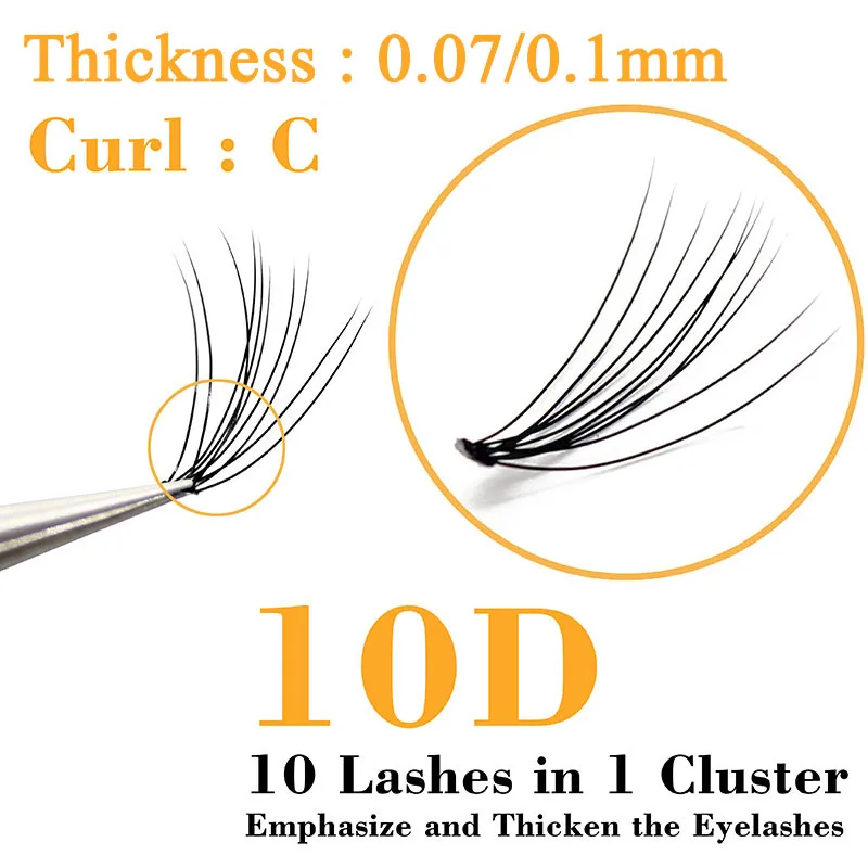 60 bundles/box individual lashes, 10D 0.07/0.1thick clusters eyelash extension, natural false eyelashes, makeup lashes wholesale