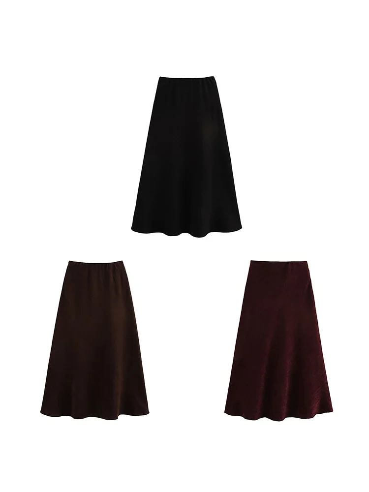 

Ankola red gold velvet skirt mid-length women's autumn and winter 2024 new high waist drape umbrella skirt a-line long skirt