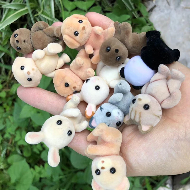 Forest Family Animal Figure Rabbit Bear Dog Panda Flocked Shaggy Figurine Monkey Model Toy For Kid