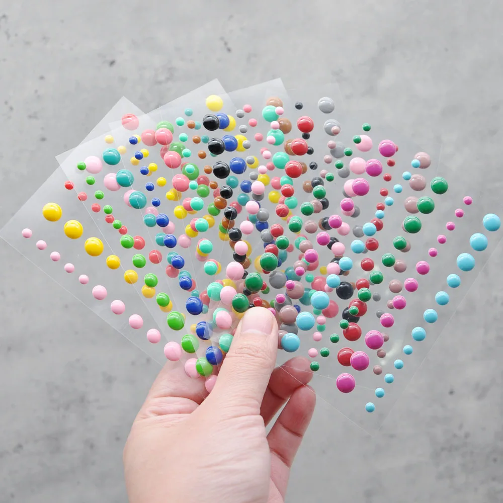 6PCS Enamel Dots Stickers Set Scrapbooking Sugar Sprinkles Colorful Self-Adhesive Resin for DIY Phone Car Decoration