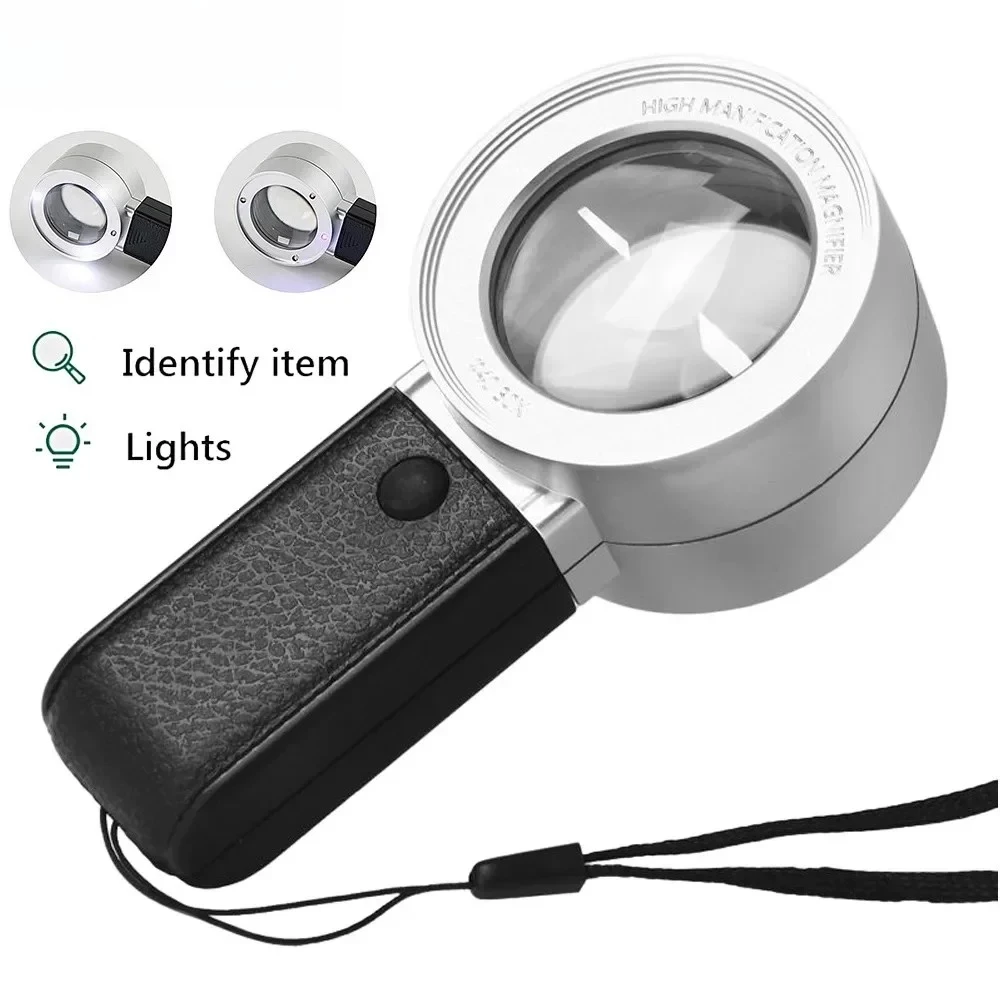 Handheld Magnifier 30 Times High Definition with LED Electronic Repair Special Magnifier Antique Stamps Identification Magnifier