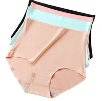 Ropa interior fina de talla grande para mujer, ropa interior sedosa de cintura alta de seda helada, sin costuras, para vientre gordo, 45-100kg