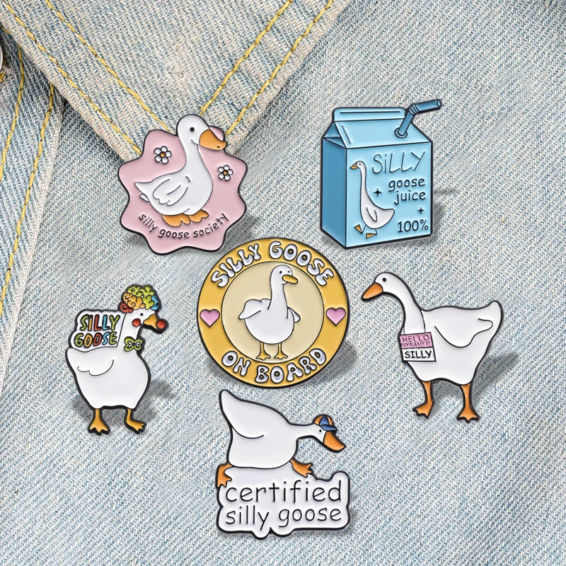 Certified Silly Goose Enamel Pins Custom Cartoon Animal Brooches Lapel Badges Funny Jewelry Gift for Kids Friends