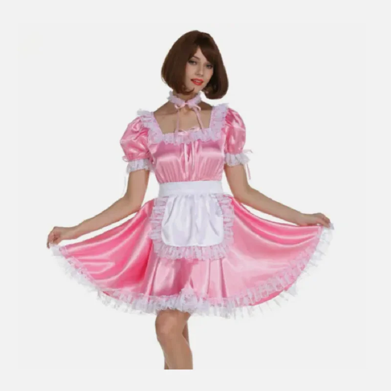 

Hot selling Sissy Girl Maid Square Neckline Satin dress cosplay costume tailor made