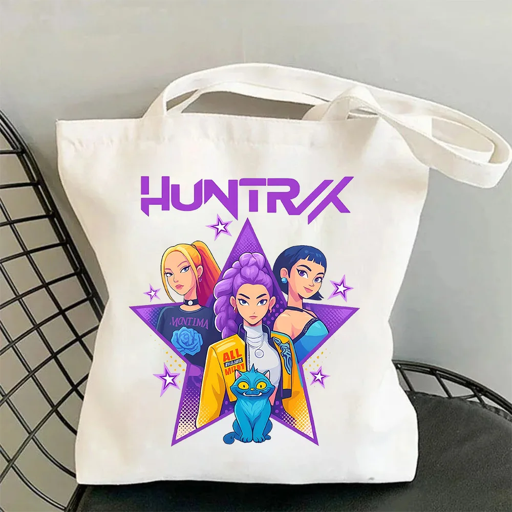 

KPop Demon Hunters Canvas Bags Handbag Multi-purpose Shoulder Tote Bag Women's Large Capacity Shopper Student Lunch Box Bag Gift
