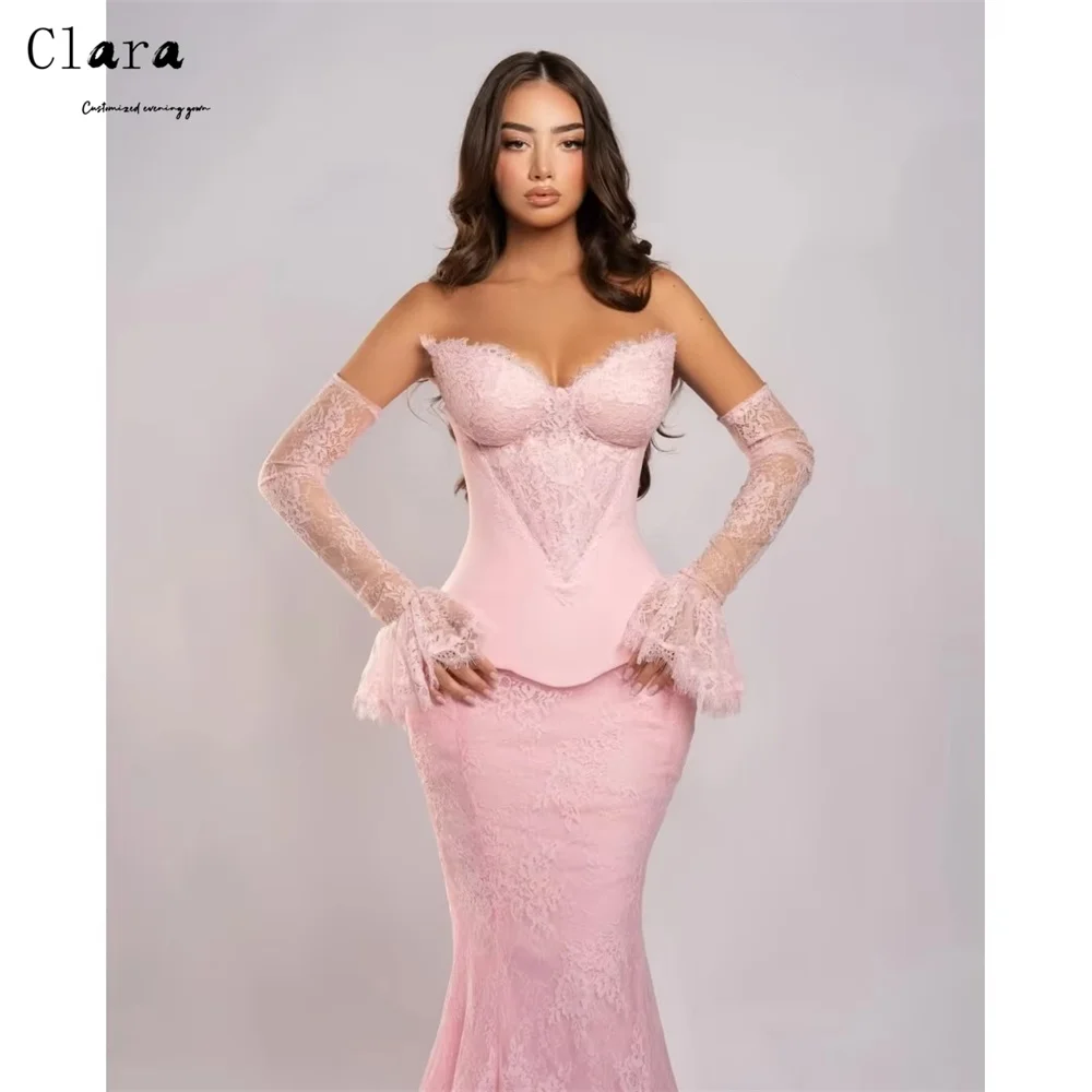 

Clara Custom Pink Lace Sweetheart Embroidery Evening Dresses Wedding Guest Dresses Luxury 2025 for Party Party Dress Woman Women