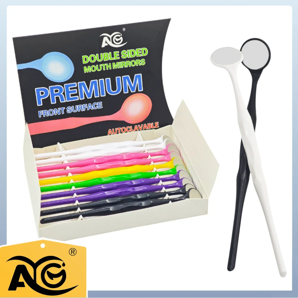 

AG 1Box Autoclavable 135℃ 10pcs/Box Oral Tooth Whitening Dental Double Sided Mouth Mirrors Surface Exam Reflectors With Handle