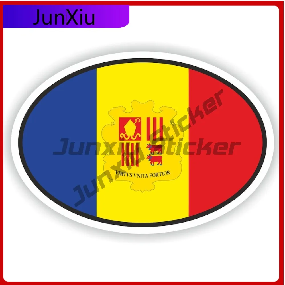 

Andorra Flag Oval Sticker Anti Scratch Exterior Car Accessories And Decals Mountains Stickers For Suv Rv Caravan Sticker Funny