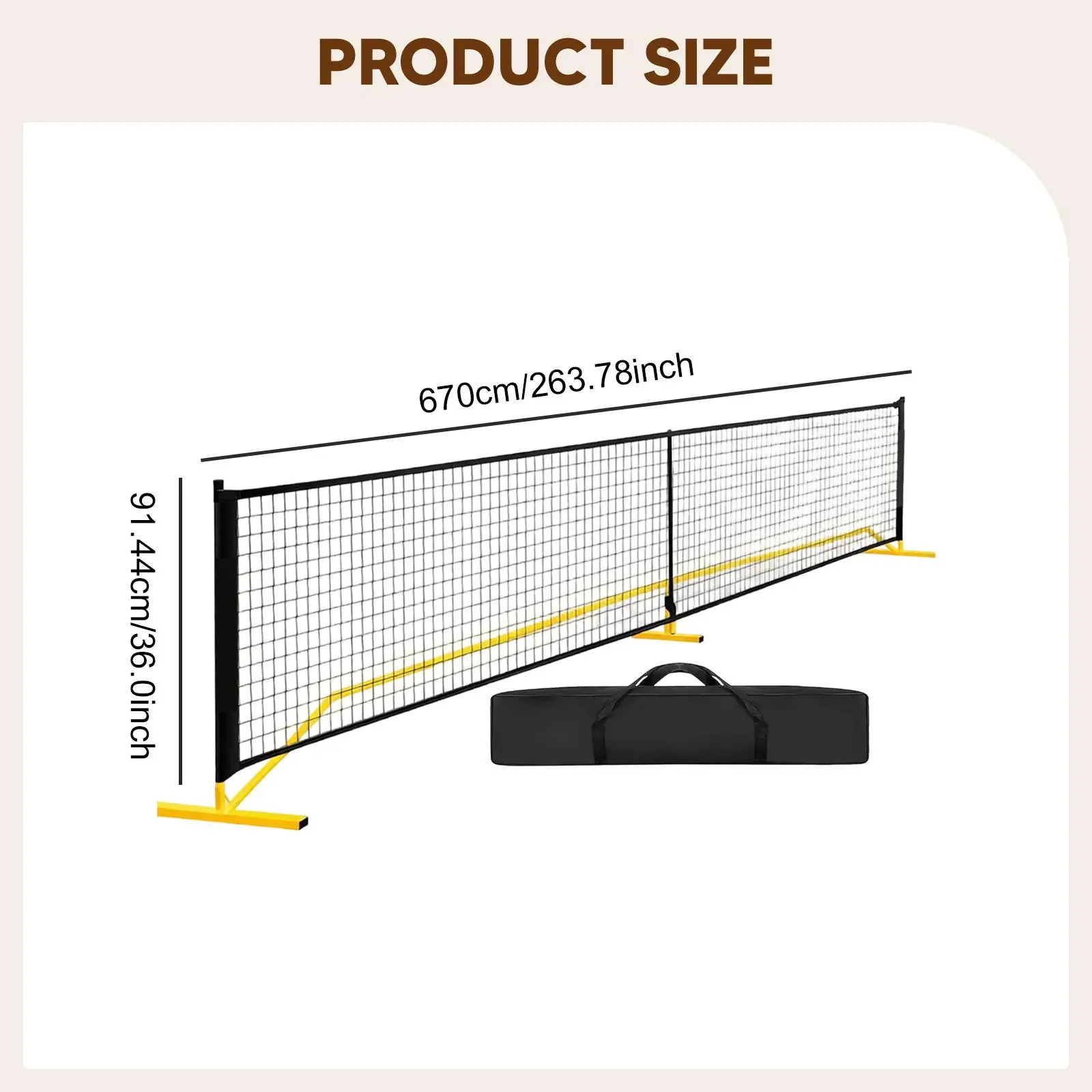 

Pickleball Net Set Portable Regulation Size Easy Assembly Sports Accessory for Multiple Settings