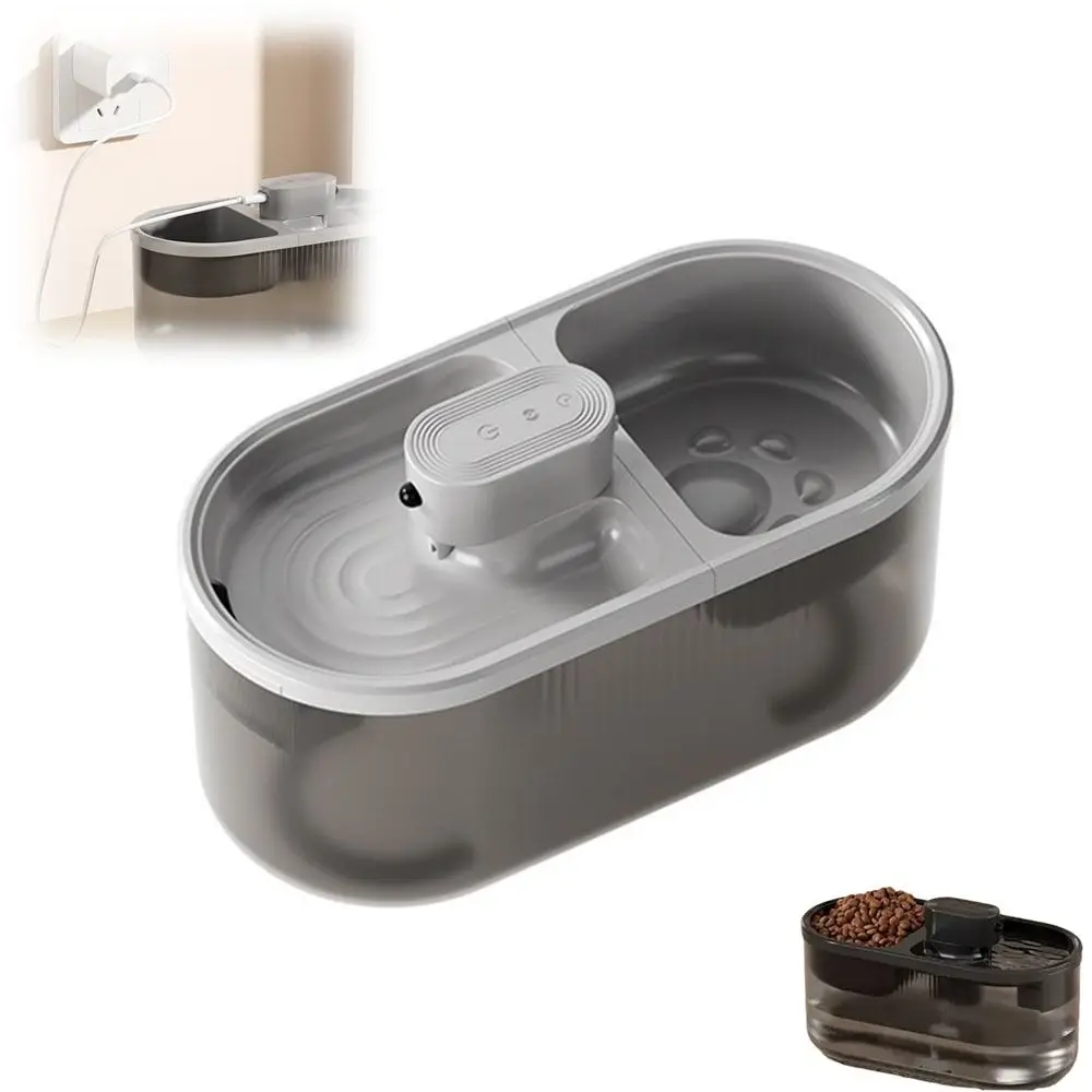 2in1 Cat Water Fountain Circulation Filtration Anti-Dry Burning Cat Water Dispenser Wireless Recirculate Filtering