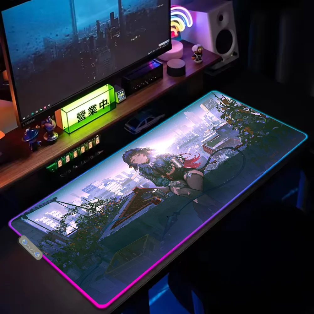 Zenless Zone Zero Jane Doe Large RGB PC Gamer Mouse Mat Gaming Keyboard Desk Color LED Light Backlit Mousepad