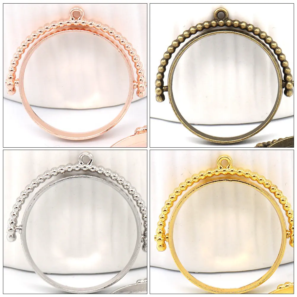 25Pcs Premium Alloy Rotatable Round Open Bezel Pendants Charms for Resin Glitter Rhinestone Cabochon Jewelry Making DIY Crafts