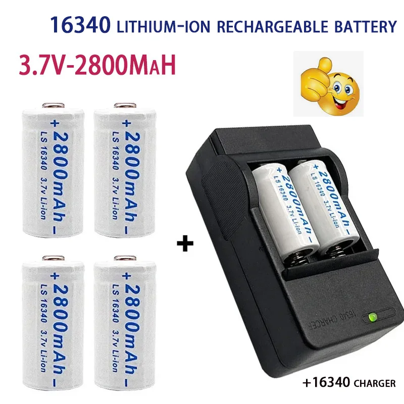 2024 KVCDY CR123A RCR 123 ICR 16340 Battery 2800mAh 3.7V Safety Camera Rechargeable Battery Lithium Ion L70 Plus Charger